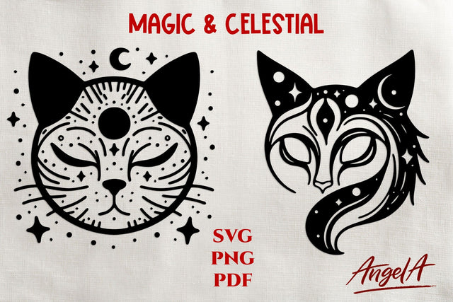 Magic and celestial / cat face svg / cut files SVG Angelina Semenova 