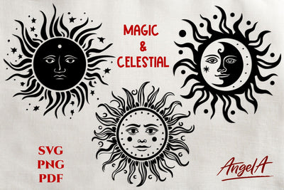 Magic and celestial sun SVG files / cut files / magical Sublimation Angelina Semenova 