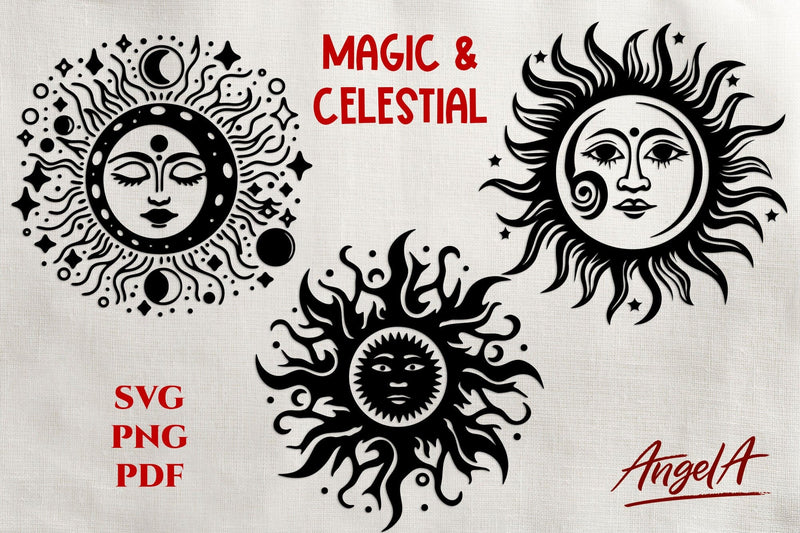 Magic and celestial sun SVG files / cut files / magical SVG Angelina Semenova 