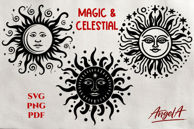 Magic and celestial sun SVG files / cut files / magical SVG Angelina Semenova 
