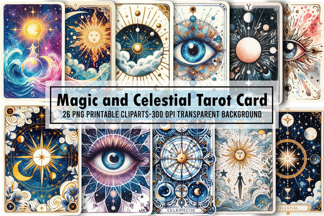 Magic and Celestial Tarot Card Clipart Sublimation designartist 