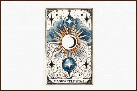 Magic and Celestial Tarot Card Clipart Sublimation designartist 