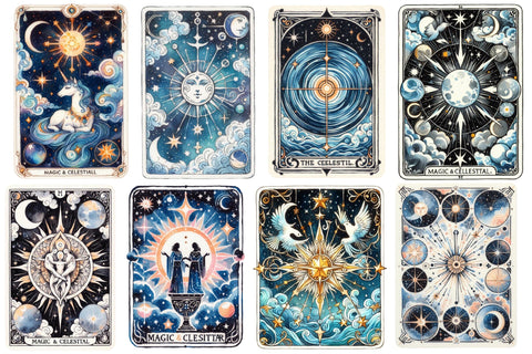 Magic and Celestial Tarot Card Clipart Sublimation designartist 