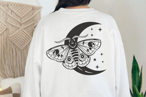 Magic Artwork with Moon and Moth Svg file, Celestial Svg, Magic Svg, Stars Svg, Moth Insect Svg, Moth Svg, Moon Svg, Spiritual svg Stars Svg SVG DesignDestine 