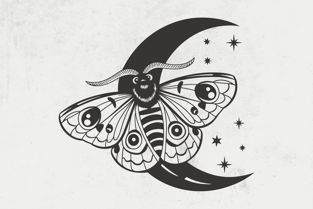 Magic Artwork with Moon and Moth Svg file, Celestial Svg, Magic Svg, Stars Svg, Moth Insect Svg, Moth Svg, Moon Svg, Spiritual svg Stars Svg SVG DesignDestine 