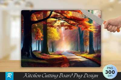Magic Autumn Forest with Walking Path Cutting Board Sublimation Regulrcrative 