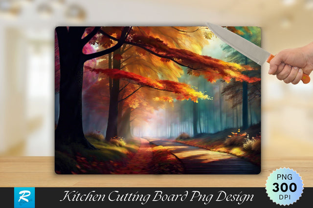 Magic Autumn Forest with Walking Path Cutting Board Sublimation Regulrcrative 
