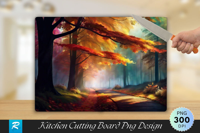 Magic Autumn Forest with Walking Path Cutting Board Sublimation Regulrcrative 