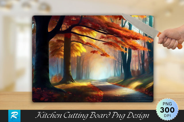 Magic Autumn Forest with Walking Path Cutting Board Sublimation Regulrcrative 