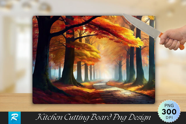 Magic Autumn Forest with Walking Path Cutting Board Sublimation Regulrcrative 