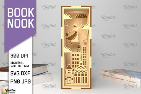 Magic Book Nook SVG Bundle. 3D Layared Book Nook Laser Cut SVG Evgenyia Guschina 