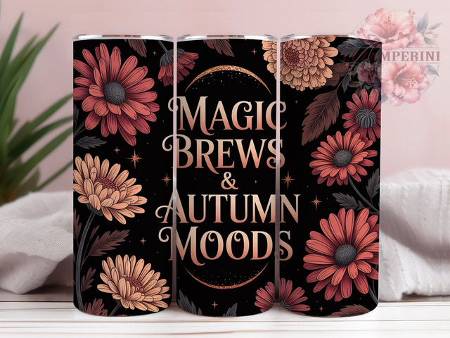 Magic Brews Pumpkin Spice Autumn Witch Tumbler, Autumn Witch Wrap, Floral Coffee Cup, 20Oz Sublimation Design, Fall Witch Drinkware, Cozy Autumn Mug, Pumpkin Spice Witch Tumbler Sublimation Li Zamperini 