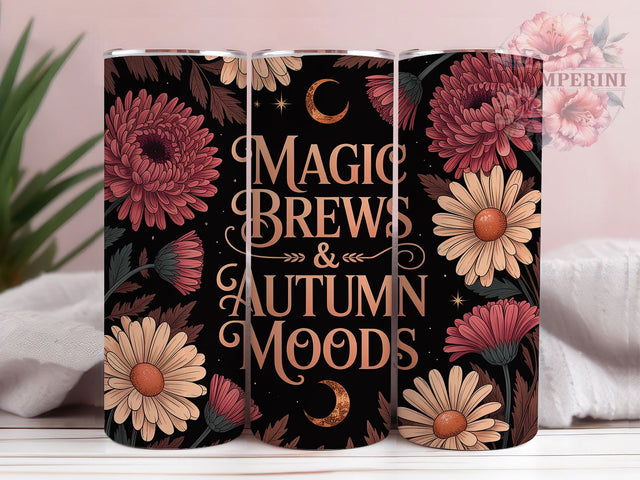 Magic Brews Pumpkin Spice Autumn Witch Tumbler, Autumn Witch Wrap, Floral Coffee Cup, 20Oz Sublimation Design, Fall Witch Drinkware, Cozy Autumn Mug, Pumpkin Spice Witch Tumbler Sublimation Li Zamperini 