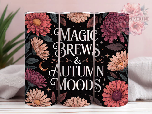 Magic Brews Pumpkin Spice Autumn Witch Tumbler, Autumn Witch Wrap, Floral Coffee Cup, 20Oz Sublimation Design, Fall Witch Drinkware, Cozy Autumn Mug, Pumpkin Spice Witch Tumbler Sublimation Li Zamperini 