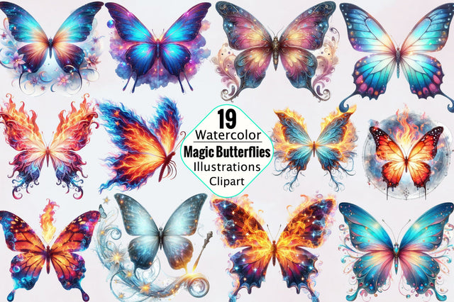 Magic Butterflies Clipart Butterfly Clipart Bundle Sublimation SVGArt 