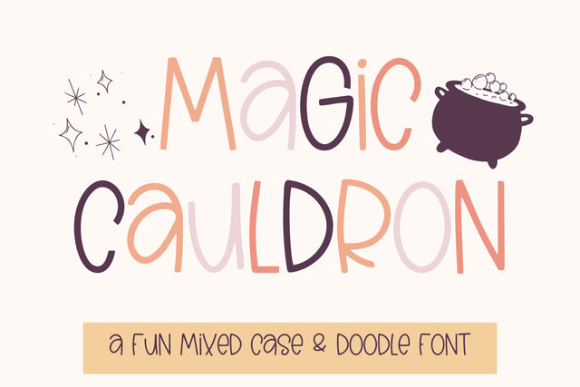 Magic Cauldron, Halloween Clipart Doodle Font, Halloween Font Font Designing Digitals 