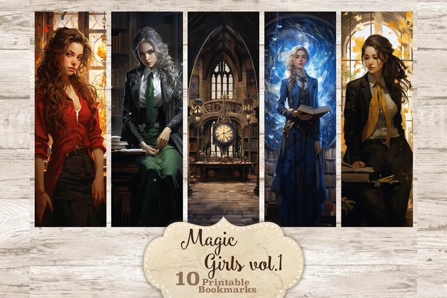 Magic Girls Bookmarks | Wizard Printable SVG GlamArtZhanna 