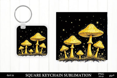 Magic Golden Mushrooms Sublimation. Keychain PNG Sublimation Olga Terlyanskaya 