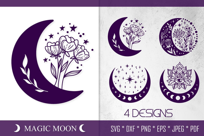 Magic Moon SVG Bundle | Witchy Celestial Moon Phases SVG Tafti Art 