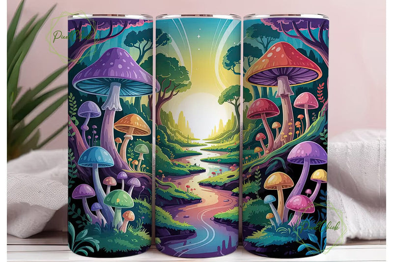 Magic Mushroom Forest 20oz Tumbler Wrap Sublimation PixelChick 
