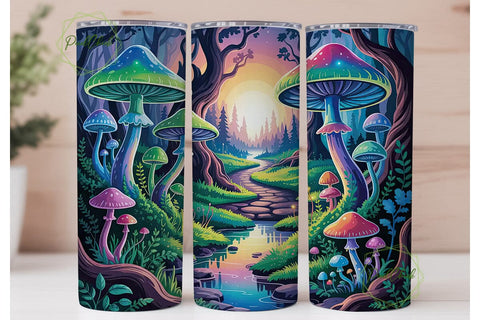 Magic Mushroom Forest 20oz Tumbler Wrap Sublimation PixelChick 