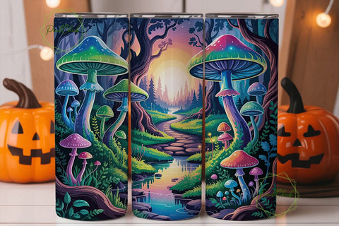 Magic Mushroom Forest 20oz Tumbler Wrap Sublimation PixelChick 