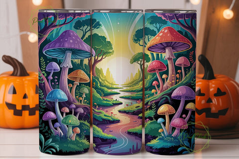 Magic Mushroom Forest 20oz Tumbler Wrap Sublimation PixelChick 
