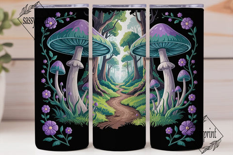 Magic Mushroom Forest 20oz Tumbler Wrap Sublimation sassyprint 