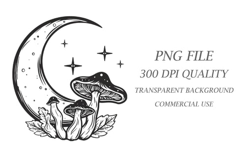Magic Mushroom Moon Line Art Sublimation Rupkotha 