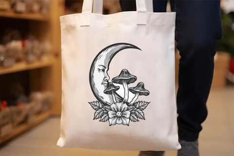 Magic Mushroom Moon Line Art Sublimation Rupkotha 