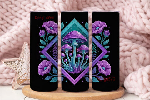 Magic Mushroom Tumbler Wrap Sublimation DesignSVG 