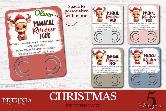 Magic Reindeer Food Card | Printable Christmas Card PNG Sublimation Petunia Digital Design 