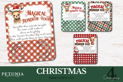 Magic Reindeer Food Card | Printable Christmas Card PNG Sublimation Petunia Digital Design 
