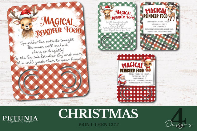 Magic Reindeer Food Card | Printable Christmas Card PNG Sublimation Petunia Digital Design 