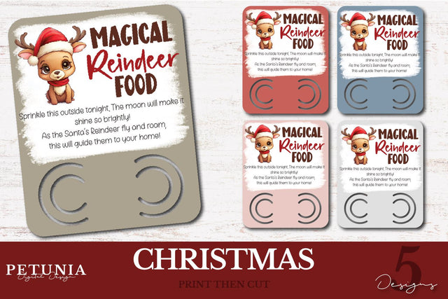 Magic Reindeer Food Card | Printable Christmas Card PNG Sublimation Petunia Digital Design 
