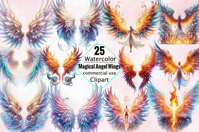 Magical Angel Wings Sublimation Clipart Bundle Sublimation SVGArt 