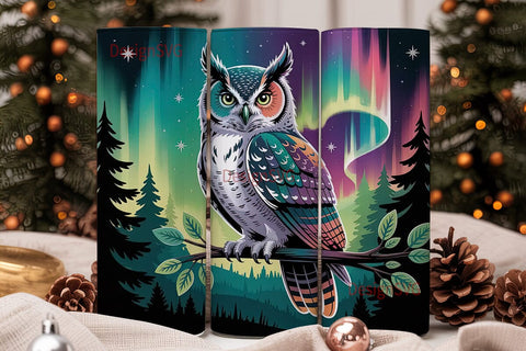 Magical Aurora Owl 20oz Tumbler Wrap Sublimation DesignSVG 