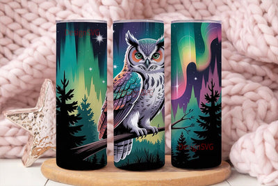 Magical Aurora Owl 20oz Tumbler Wrap Sublimation DesignSVG 