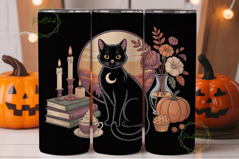 Magical Autumn Cat 20oz Tumbler Wrap Sublimation PixelChick 