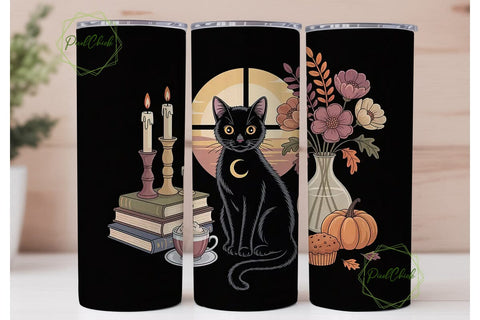 Magical Autumn Cat 20oz Tumbler Wrap Sublimation PixelChick 