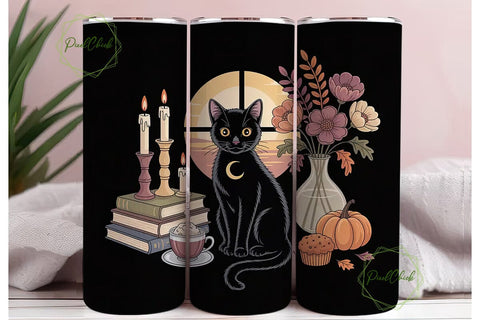 Magical Autumn Cat 20oz Tumbler Wrap Sublimation PixelChick 
