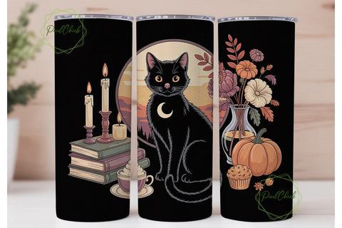 Magical Autumn Cat 20oz Tumbler Wrap Sublimation PixelChick 