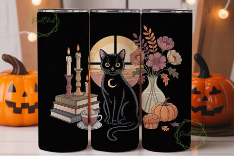 Magical Autumn Cat 20oz Tumbler Wrap Sublimation PixelChick 