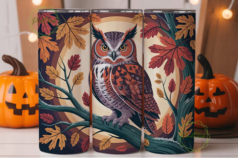Magical Autumn Owl 20oz Tumbler Wrap Sublimation PixelChick 