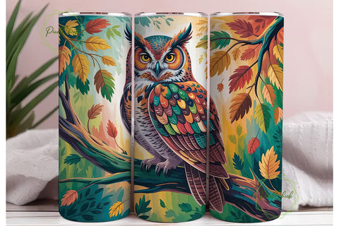 Magical Autumn Owl 20oz Tumbler Wrap Sublimation PixelChick 