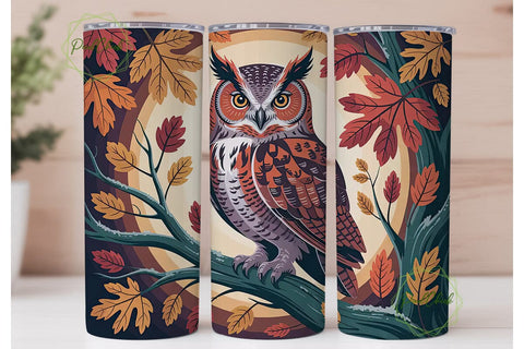 Magical Autumn Owl 20oz Tumbler Wrap Sublimation PixelChick 