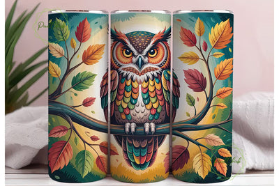 Magical Autumn Owl 20oz Tumbler Wrap Sublimation PixelChick 