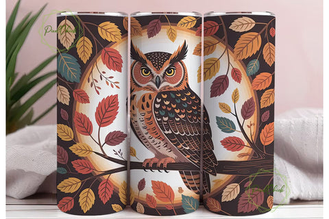 Magical Autumn Owl 20oz Tumbler Wrap Sublimation PixelChick 