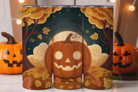 Magical Autumn Pumpkin 20oz Tumbler Wrap Sublimation PixelChick 