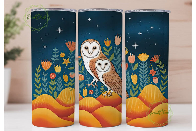 Magical Barn Owl 20oz Tumbler Wrap Sublimation PixelChick 